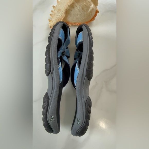 Keen Women’s Black and Light Blue Cross-Strap Sandals - Picture 8 of 10